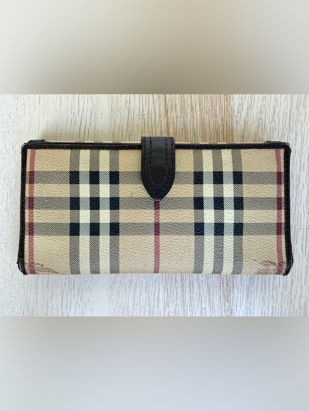 Authentic Burberry Haymarket Check Continental Wallet Brown Leather - Picture 2 of 16